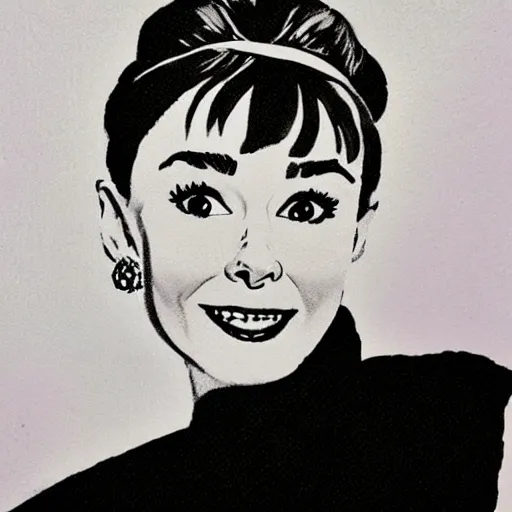 Prompt: audrey hepburn art by esther inglis