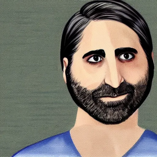 Prompt: jason schwartzman with a very big belly is feeling sick, artwork by pater sato, very beautiful