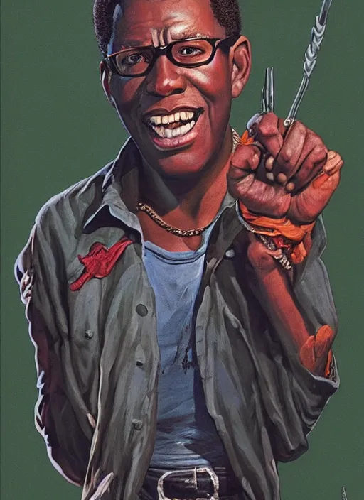 Image similar to portrait of Creighton Duke from Jason Goes to Hell (1993), highly detailed, centered, solid color background, digital painting, artstation, concept art, smooth, sharp focus, illustration, Jason Edmiston, donato giancola, Joseph Christian Leyendecker, Les Edwards, Ed Repka, WLOP, Artgerm