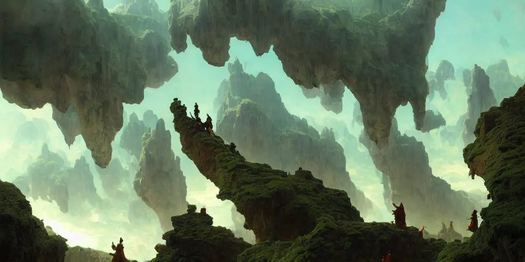 Image similar to huge cave ceiling clouds made of green earth towns, industry, villages castles, buildings inverted upsidedown mountain artstation illustration sharp focus sunlit vista painted by ruan jia raymond swanland lawrence alma tadema zdzislaw beksinski norman rockwell tom lovell alex malveda greg staples