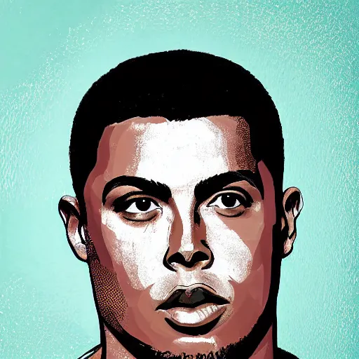 Prompt: ronaldo nazario portrait by mark mann