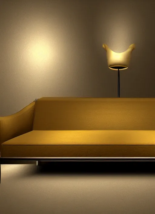 Image similar to sofa designed by salvador dali, natural lighting, path traced, highly detailed, high quality, digital painting