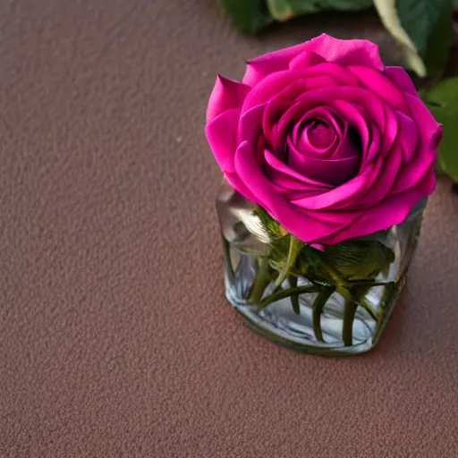 Image similar to perfume bottle buried in artistic, luscious dark pink roses, soft femme, romantic simple path traced, environment, up close shot