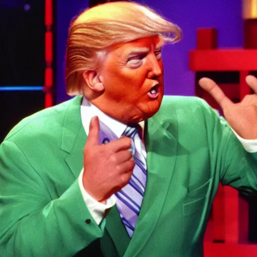 Prompt: donald trump getting slimed on nickelodeon