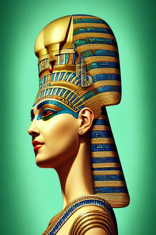 Image similar to Cleopatra portrait, intricate art deco leaf designs, elegant, highly detailed egyptian patterns, hieroglyph, sharp focus, art by Artgerm and beeple