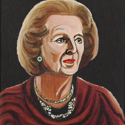 Image similar to margaret thatcher as a 1 2 th century peasant in england, painting, exhibited at british museum, oil on canvas, restored, art, 1 2 th century