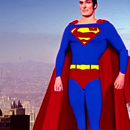 Image similar to superman on the adam west batman tv show