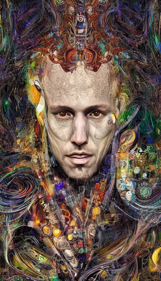 Image similar to portrait of a digital shaman, by android jones,