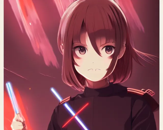 Image similar to anime visual, star wars imperial army beautiful girl android, cute face by yoh yoshinari, katsura masakazu, studio lighting, dynamic pose, dynamic perspective, strong silhouette, anime cels, ilya kuvshinov, cel shaded, crisp and sharp, rounded eyes, moody