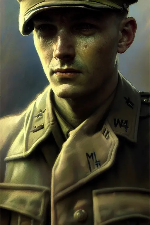 Prompt: hyperrealist portrait of a ww 2 soldier by jeremy mann and alphonse mucha, photo realistic, dynamic lighting, artstation, poster, volumetric lighting, very detailed faces, 4 k, award winning