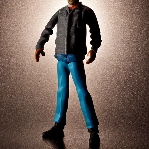 Prompt: walter white action figure, mattel, product photography, studio lighting, depth of field