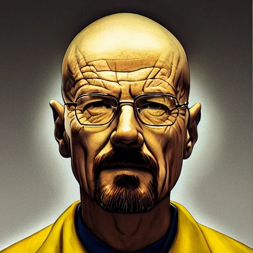 Image similar to portrait of Walter White, yellow lighting, highly detailed