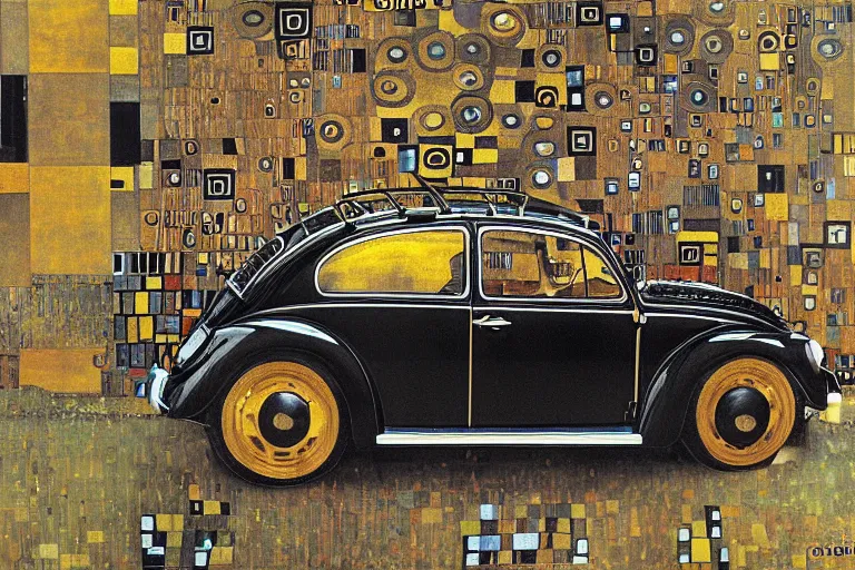 Image similar to gustav klimt vw beetle