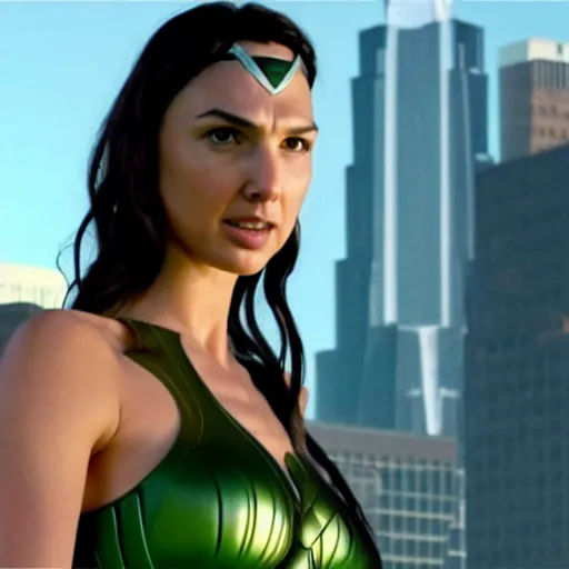 Image similar to still of gal gadot as female hulk in the remake of the incredible hulk (2035),