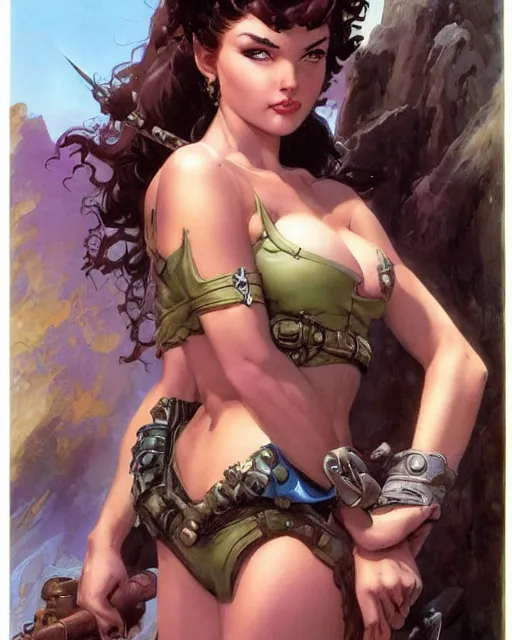 Image similar to a portrait of a cute fantasy girl by frank frazetta, larry elmore, jeff easley and ross tran