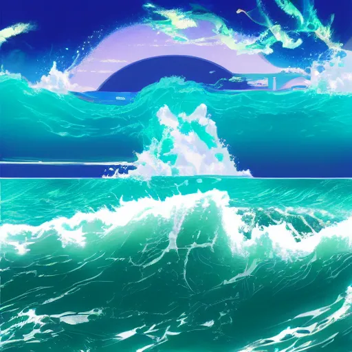 Prompt: ocean, vaporwave