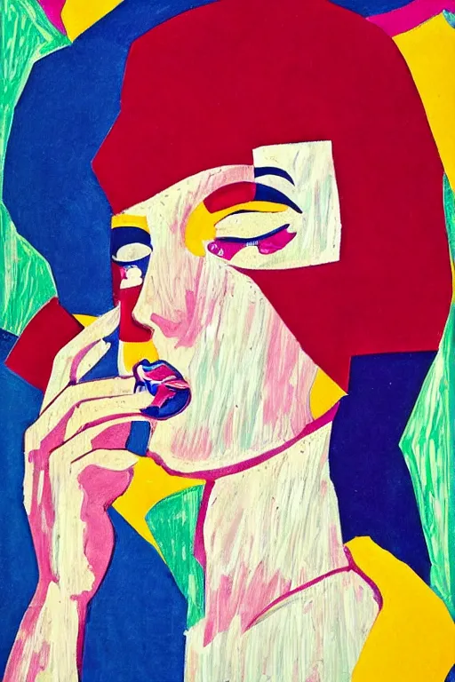 Prompt: 🤤 girl portrait, abstract, rich in details, modernist composition, coarse texture, concept art, visible strokes, colorful, art by Kirchner, Gaughan, Caulfield, Aoshima, Earle