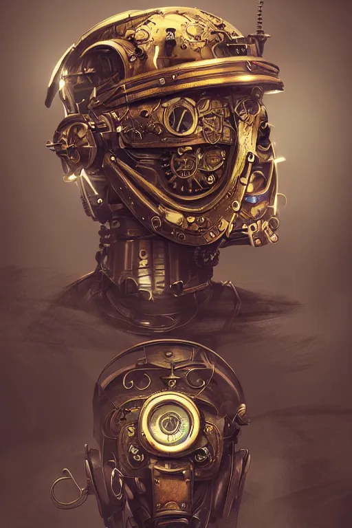 Image similar to steampunk helmet fantasy art mask robot ninja stylized digital illustration sharp focus, elegant intricate digital painting artstation concept art global illumination ray tracing advanced technology chaykin howard and campionpascale and cooke darwyn and davis jack