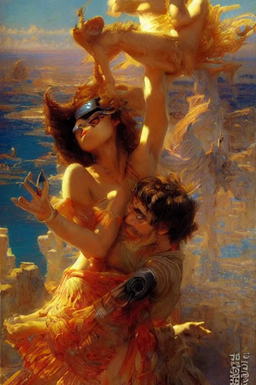 Prompt: virtual reality, art by gaston bussiere and artgerm