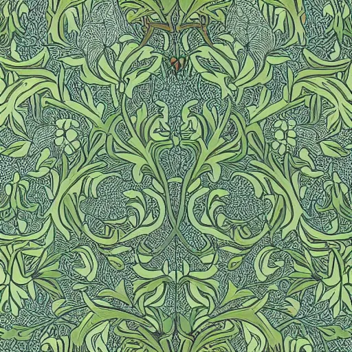 Image similar to william morris wallpaper, pepe the frog