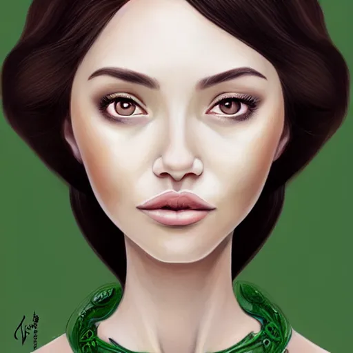 Image similar to gorgeous female Jade Tailor, realistic character concept, green dress, forest, trees, medium shot, shorter neck, illustration, symmetrical face and body, realistic eyes, artstation, cinematic lighting, hyperdetailed, detailed realistic symmetrical eyes, symmetrical nose, symmetrical pupils, symmetrical nostrils, face by artgerm, symmetrical nose, cgsociety, 8k, high resolution, Charlie Bowater, Tom Bagshaw, single face, insanely detailed and intricate, beautiful, vfx, postprocessing:: gorgeous female Samara Weaving, horror movie slasher, slasher movie, realistic character concept, full body shot, violent pose with knife in hand, creepy evil smile, shorter neck, illustration, symmetrical face and body, realistic eyes, artstation, cinematic lighting, hyperdetailed, detailed realistic symmetrical eyes, face by artgerm, symmetrical nose, cgsociety, trees, forest, 8k, high resolution, Charlie Bowater, Tom Bagshaw, single face, insanely detailed and intricate, beautiful, elegant, vfx, postprocessing:: Rafael Albuquerque comic art, art nouveau, Peter Mohrbacher, pretty female Anya Taylor-Joy vampire sharp vampire teeth open mouth, symmetrical eyes and face, brown leather jacket, jeans, long black hair, full body