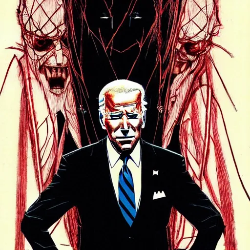 Image similar to Joe Biden looking sinister, by Tsutomu Nihei, highly detailed