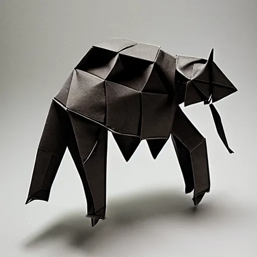 Prompt: [ 🐘 as 🤖 ] origami by kim jung gi by adams, ansel