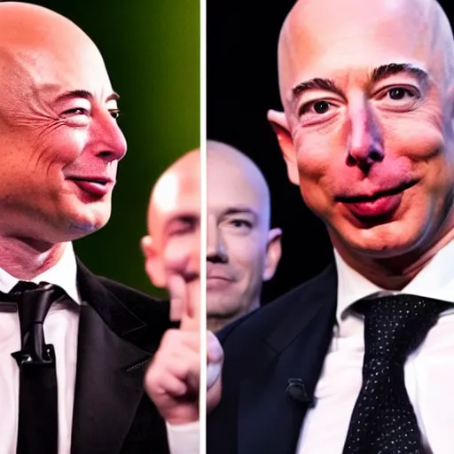 Image similar to elon musk vs jeff bezos in a boxing evening, direct professional video