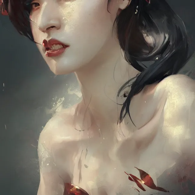 Image similar to beautiful women with oriental faces, character portrait, sharp, digital matte painting, by greg rutkowski, trending on artstation