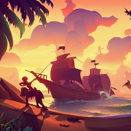 Image similar to painting treasure on sea of thieves game smooth median photoshop filter cutout vector, behance hd by jesper ejsing, by rhads, makoto shinkai and lois van baarle, ilya kuvshinov, rossdraws global illumination