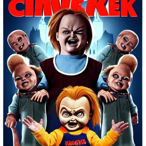 Image similar to Chucky versus Nuns movie poster