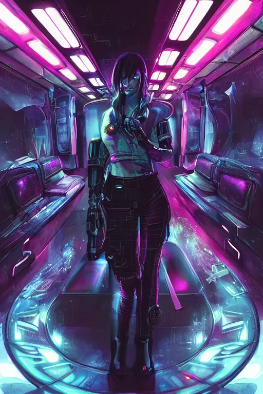 Prompt: portrait futuristic beautiful and cyberpunk and mythical female police, at inside of a future armored vehicle, heavy rainning futuristic tokyo cyberpunk night, ssci-fi, fantasy, intricate, very very beautiful, elegant, neon light, highly detailed, digital painting, artstation, concept art, soft light, hdri, smooth, sharp focus, illustration, art by tian zi and craig mullins and WLOP and alphonse mucha