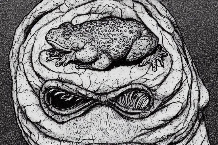 Prompt: portrait of the toad of the trust gulf, in the style of Greg Broadmore and Arthur Rackham,trending on artstation, light lighting side view,digital art,surrealism ,macro,blueprint ,vaporwave ,