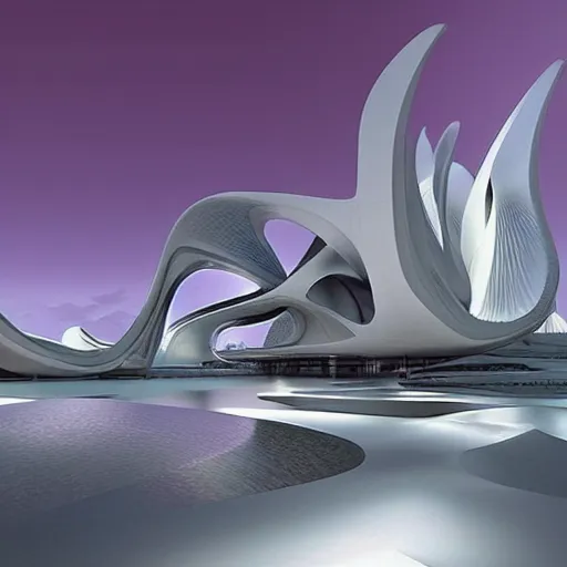 Image similar to zaha hadid fantasy world islamic style