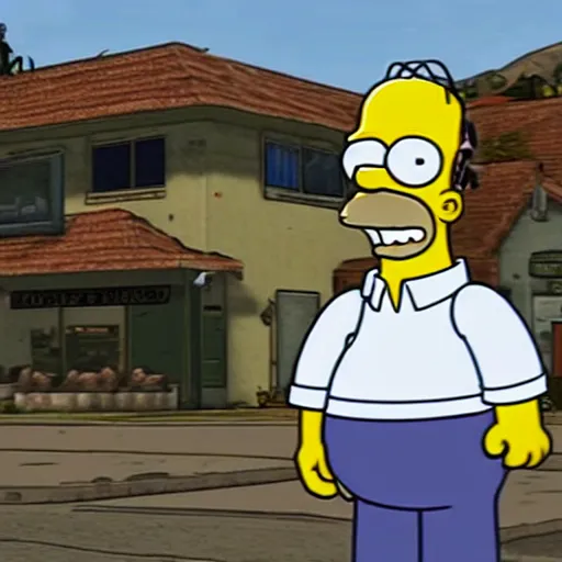 Prompt: Homer Simpson in GTA V