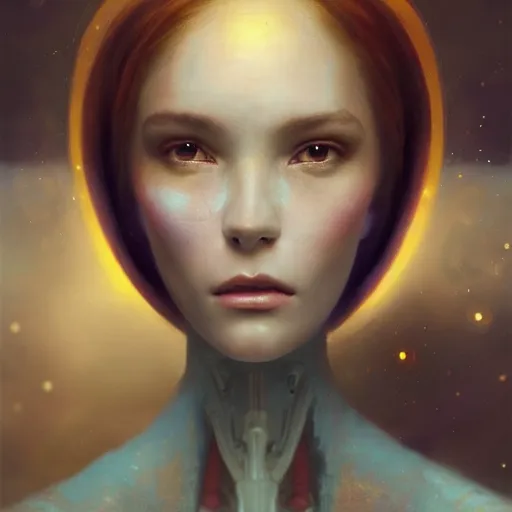 Prompt: beautiful portrait of a robot by charlie bowater, mandy jurgens, gustav klimt, octane render, 4k, high detail, by tom bagshaw, powerful