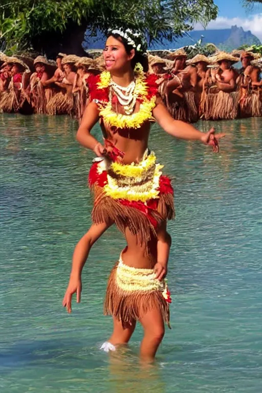 Image similar to tahiti princess hula dancer, beautiful