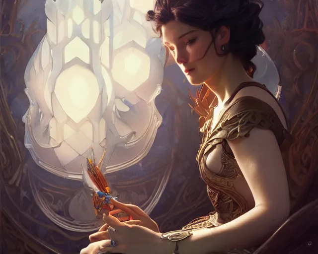 Image similar to photography of maginel wright enright barney, deep focus, d & d, fantasy, intricate, elegant, highly detailed, digital painting, artstation, concept art, matte, sharp focus, illustration, hearthstone, art by artgerm and greg rutkowski and alphonse mucha