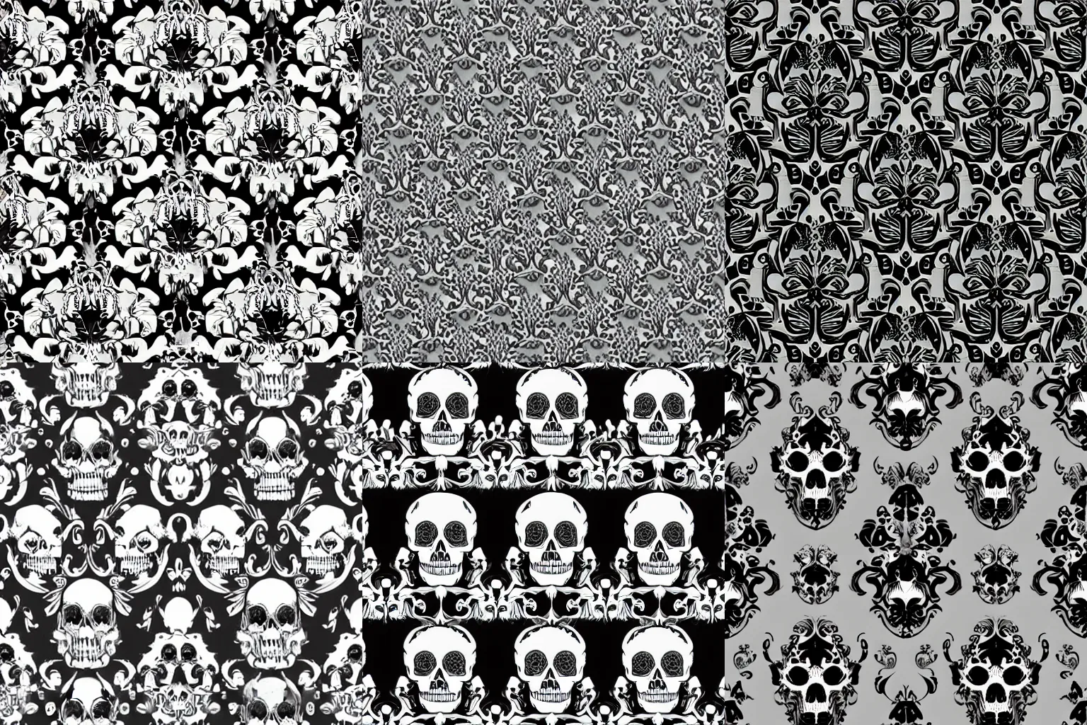 Prompt: damask skulls