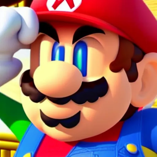 Image similar to extremely zoomed-in photo of Super Mario's face