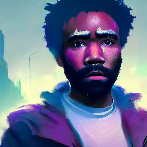 Prompt: a photo of donald glover as the prowler, 8 k concept art, cinematic lighting, grim, purple, black, cyberpunk, detailed, greg rutkowski, cedric peyravernay, anato finnstark, artstation