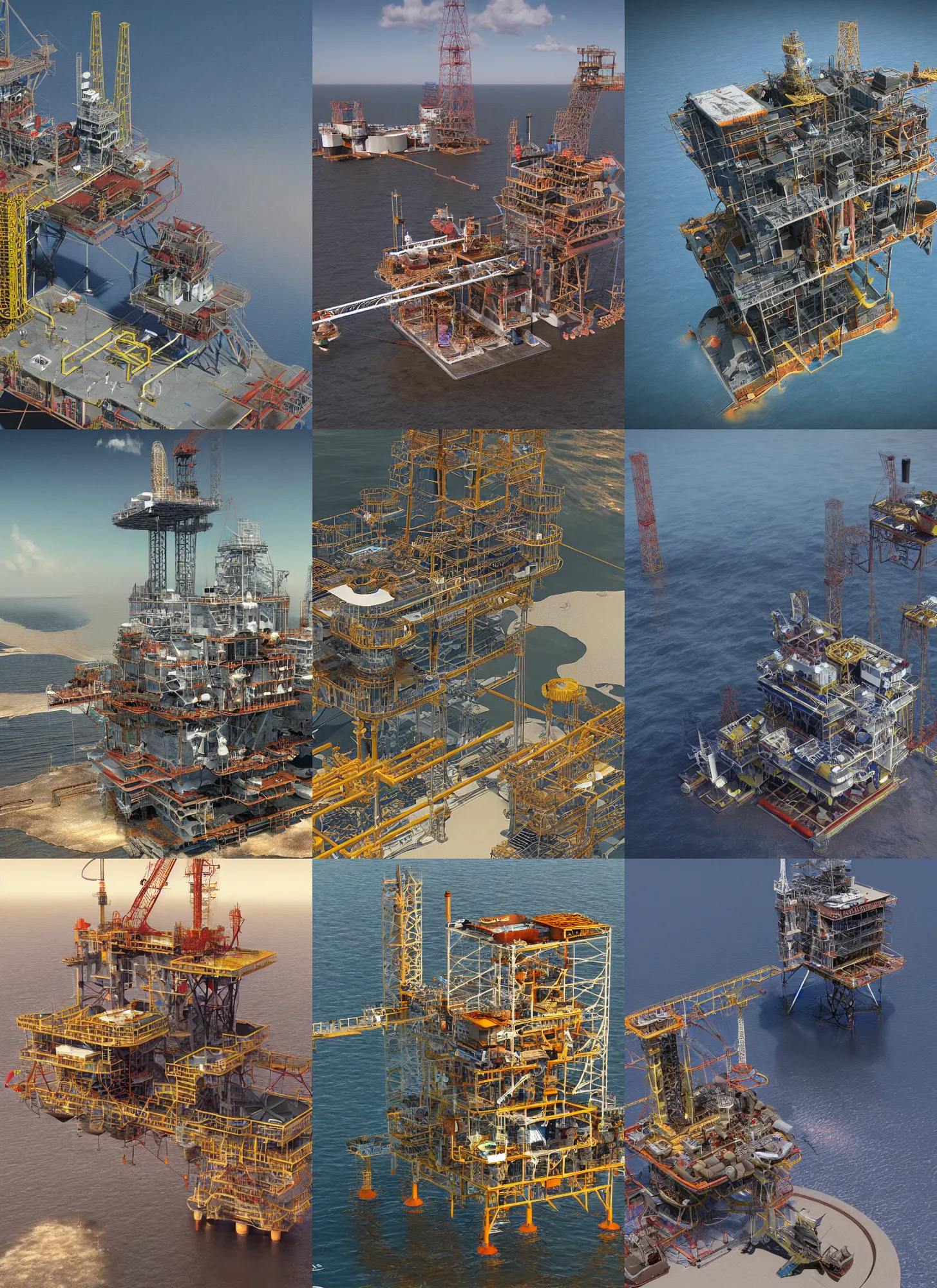 Prompt: a dirty diagram about the ambitions and selfishness of the corporations, installing an oil platform in the city of mar del plata, destroying the ecosystem, with lines interconnecting situations, clean design,, by norman rockwell, alfonse mucha, award winning photo, iridescence, octane render, panavision millennium dxl 2,
