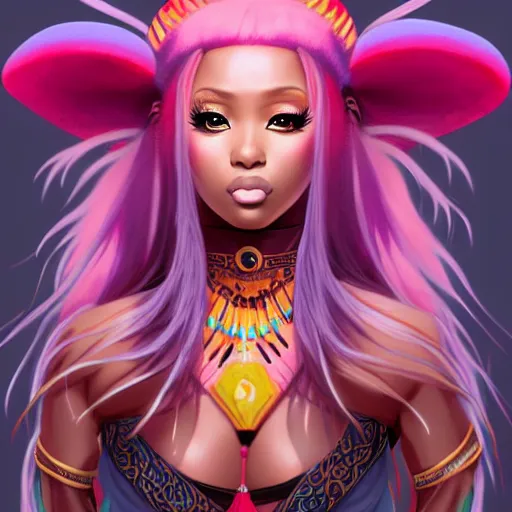Image similar to anime portrait of Niki Minaj as a shaman yedi using dark force to eliminate trump as an anime antagonist by Stanley Artgerm Lau, WLOP, Rossdraws, James Jean, Andrei Riabovitchev, Marc Simonetti, and Sakimichan, trending on artstation