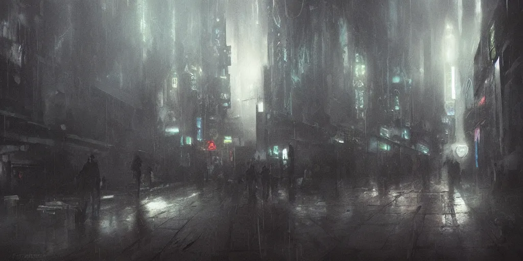 Prompt: underground black market, artstation contest winner. blade runner, dark and moody. detailed paint, photorealistic