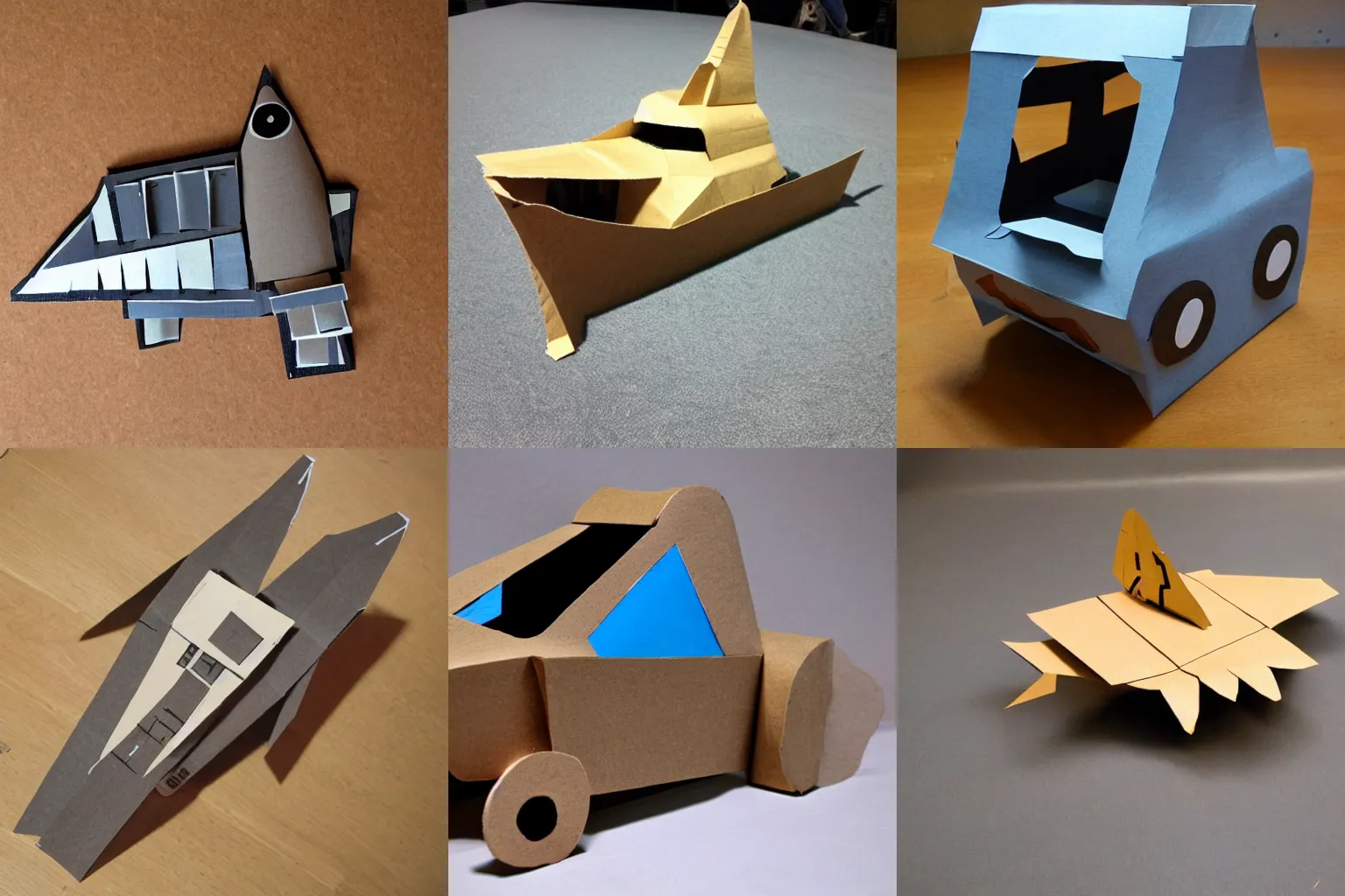 Prompt: spaceship made of cardboard