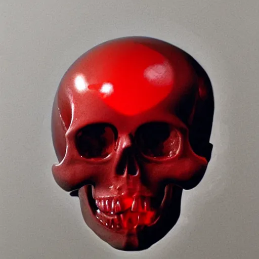 Prompt: transparent red liquid inside in a transparent skull, alex petruk, dripping