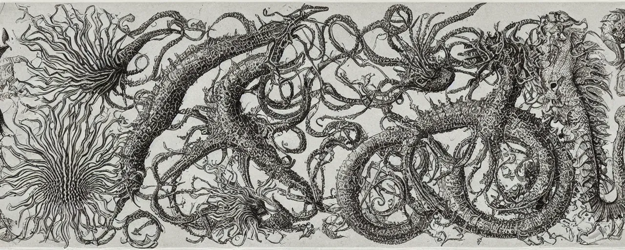 Prompt: sea monster by Ernst Haeckel