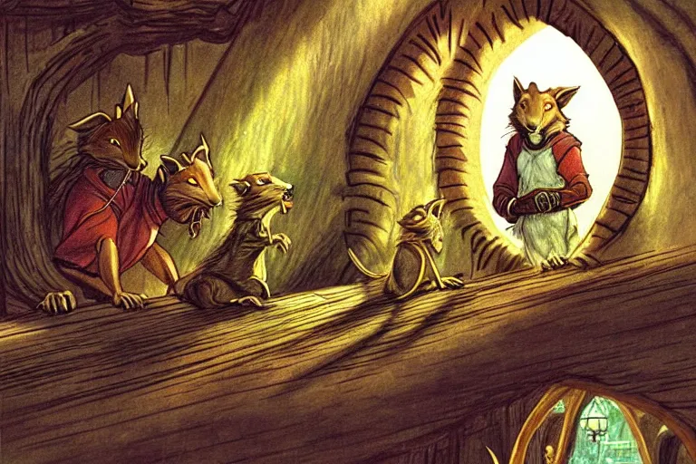 Image similar to a scene from redwall by brian jacques, detailed, fantasy concept art