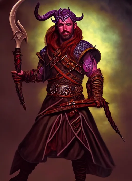 Image similar to tiefling bard, full body, hyper realistic, extremely detailed, dnd character art portrait, dark fantasy art, intricate fantasy painting, dramatic lighting, vivid colors, deviantart, artstation, by larry elmore.