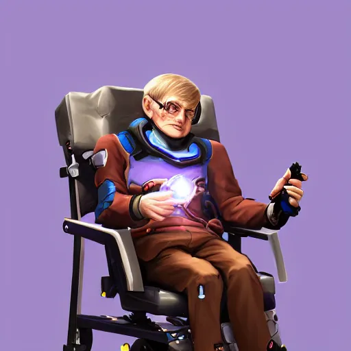 Image similar to stephen hawking overwatch hero concept character, trending on artstation